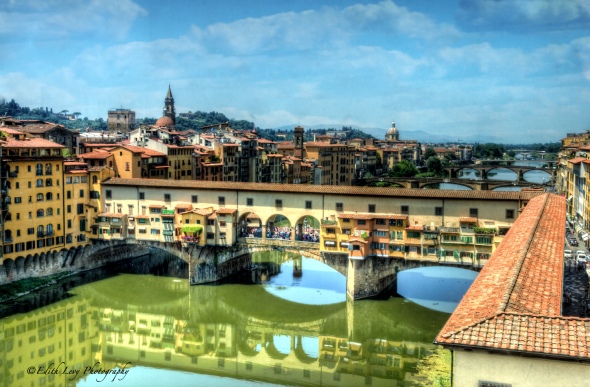 View of the Ponte Vecchio from The Ufizi Museum, Florence, Italy
