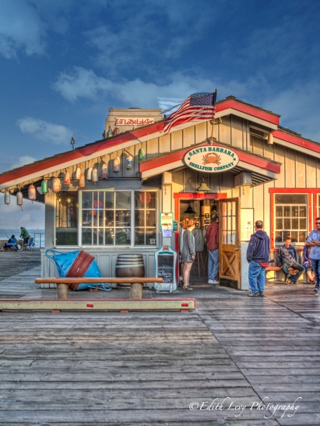 Santa Barbara, California, pier, wharf, Stearns Wharf, restaurant, seafood, lobster, HDR, travel photography